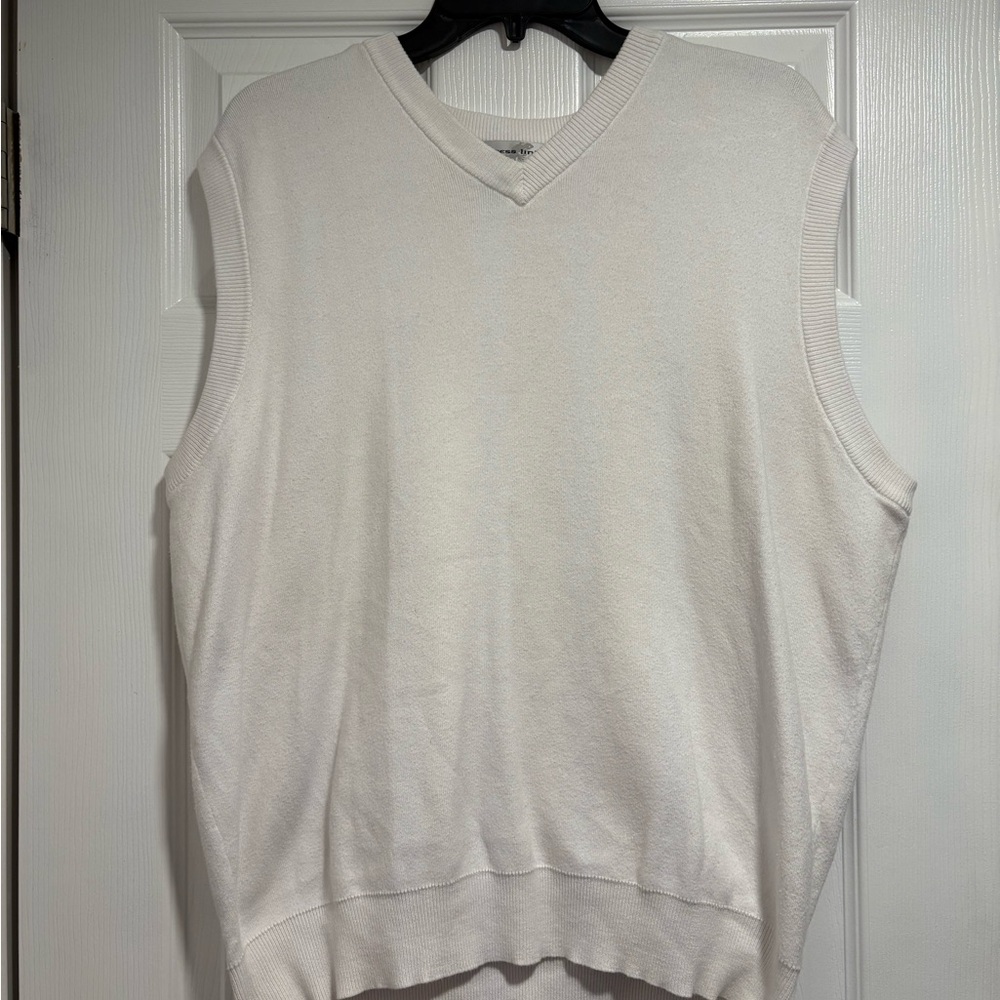 Vintage White V-Neck Sweater Vest